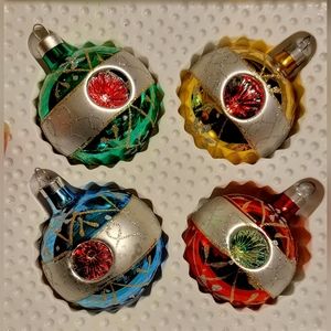 Christmas Trimmeries Glass Ornaments By Bradford Hand Decorated Indent Style